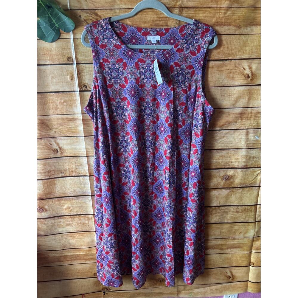 J. Jill Printed Sleeveless Swing Dress Size XLT